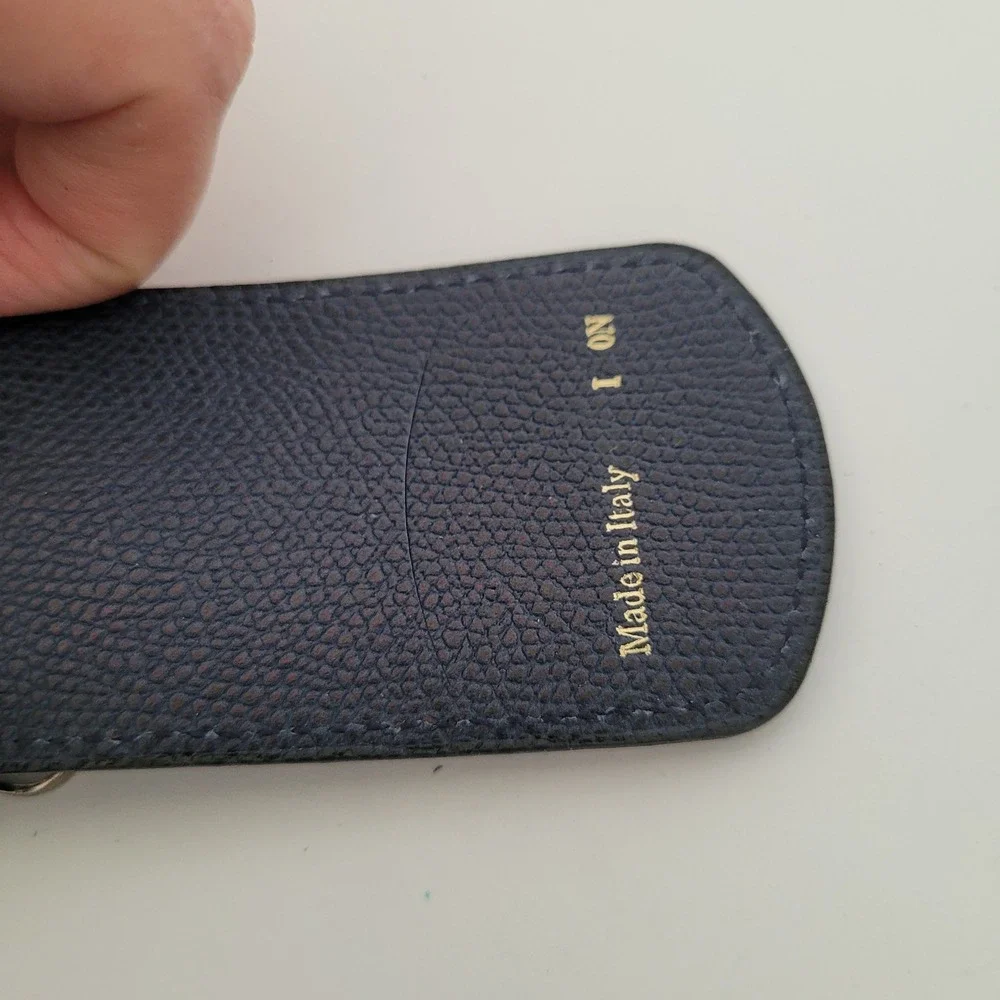 Valextra Navy Blue Pebble Grain Leather 6-Hook Key Case Holder Made in Italy